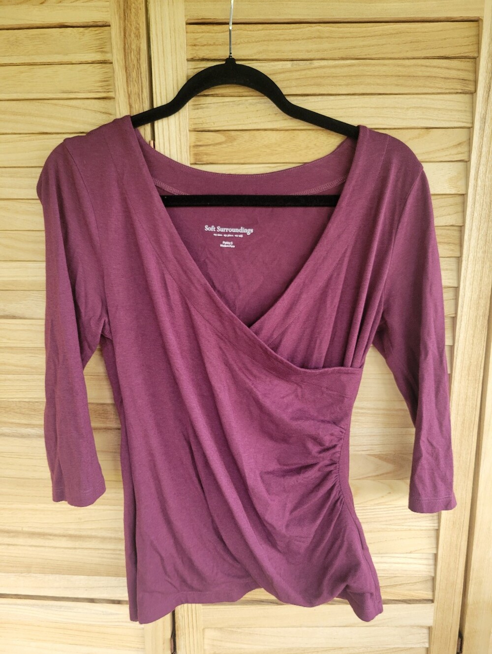 Soft Surroundings Maroon 3/4 Sleeve Top Size Petite Small